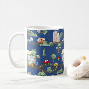 Mug Voitures mignonnes en Ville Motif pour petits garç