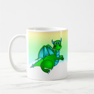 Mug Vol crépusculaire - dragon vert et bleu mignon