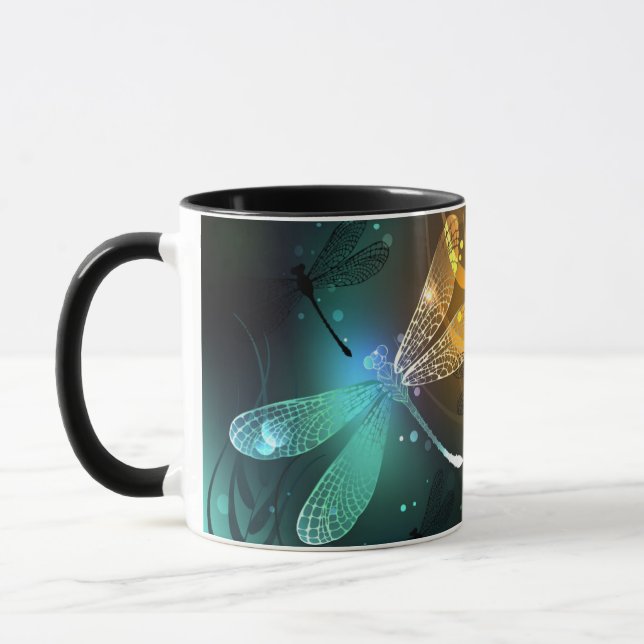 Mug Vol de libellule verte lumineuse (Gauche)