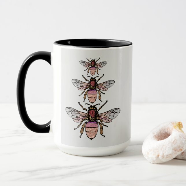 Mug Vol des abeilles parties scintillant (Avec donut)