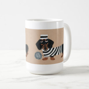 Mug Voleur de friandises basset noir et marron Prisonn