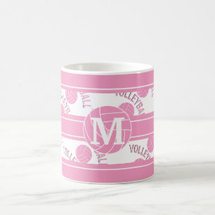 Mug Volleyball rose de monogramme