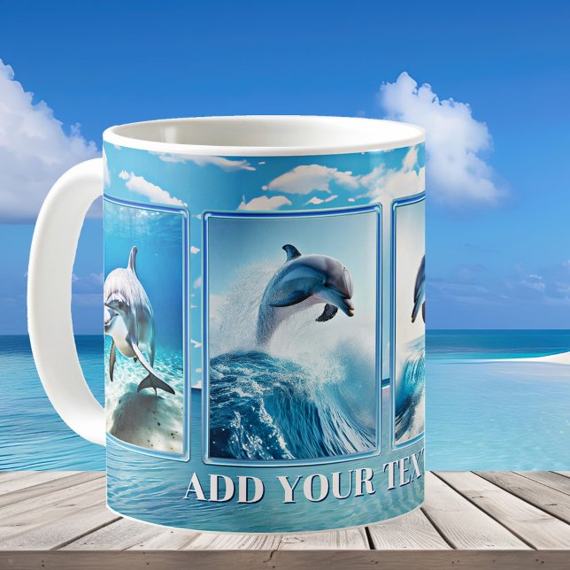 Mug Vos photos ou Dolphin Turquoise Beach (Mug featuring your photos on a beach background. You can also leave the dolphins if you like!)