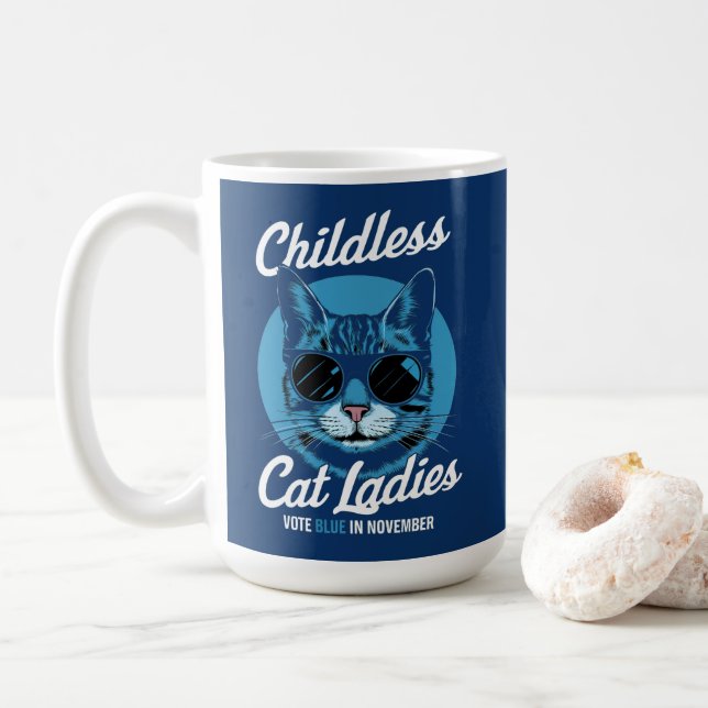 Mug Votez Démocrates Bleus sans enfants, Chat Dames 20 (Avec donut)