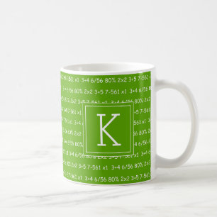Mug Votre initiale Math verte néon