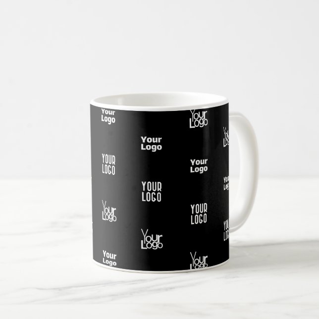 Mug Votre logo | 3 Logo Motif Design modifiable noir (Devant droit)