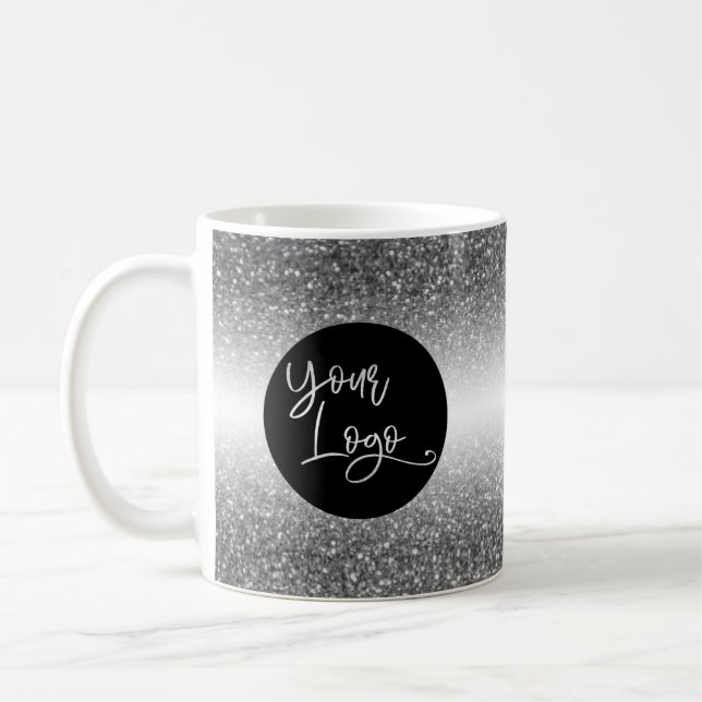Mug Votre logo d'entreprise, argent et blanc Ombre (Gauche)