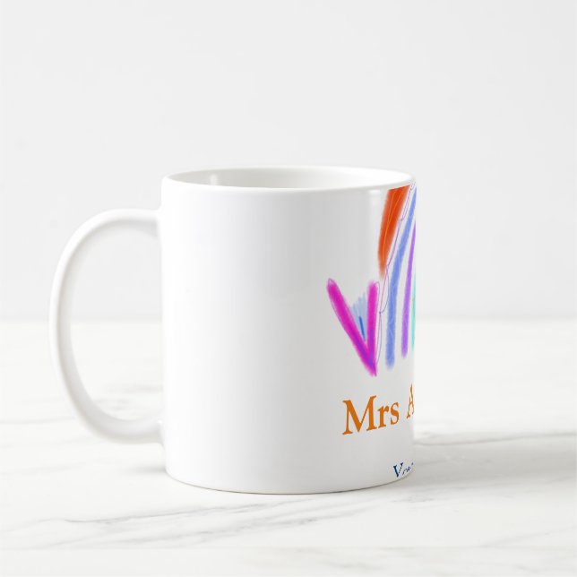Mug Votre message e ajouter nom de texte rainbow profe (Gauche)