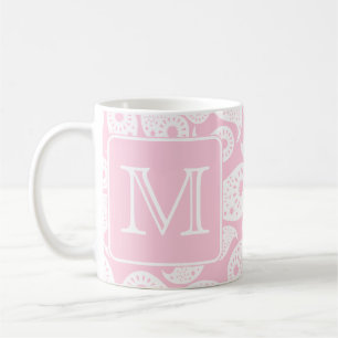 Mug Votre monogramme de lettre. Modèle rose de Paisle