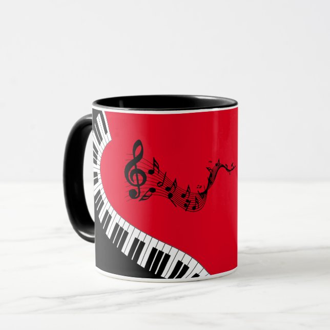 Mug Votre nom / Couleur Rouge Arbre Clé Piano Keys Mus (Devant gauche)