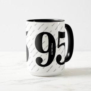 Mug Votre nom Motif - Noir/Blanc - Gras Âge 95