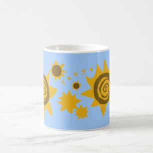 Mug Votre nom Sunflowers Jaune Brown Blue Sky Sun Art