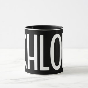 Mug Votre nom, texte gras blanc Noir