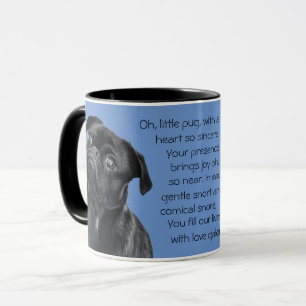 Mug Votre photo et mots Chiot Carlin noir avec Poème