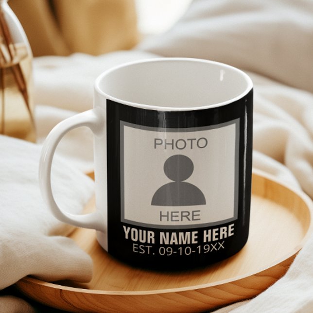 Mug Votre photo ici Nom et âge (Créateur téléchargé)