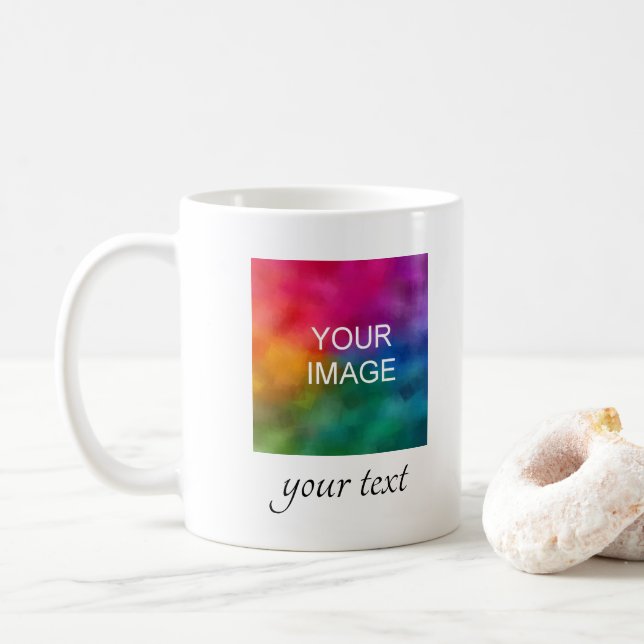 Mug Votre photo Texte ou noms favoris Calligraphié (Avec donut)