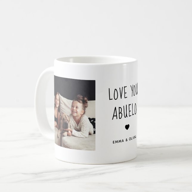 Mug Vous aimez Abuelo | Texte manuscrit de deux photos (Devant gauche)