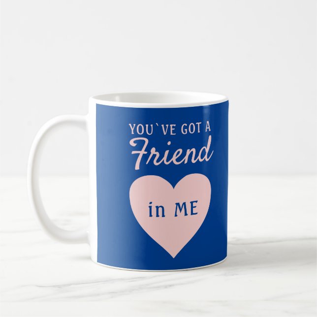 Mug Vous avez un ami Blue Pink Heart Friend (Gauche)