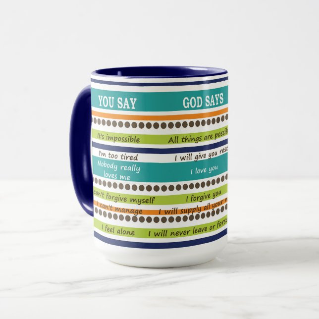 Mug VOUS DITES / DIEU DIT — Versets bibliques inspiran (Devant gauche)