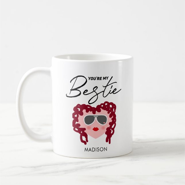 Mug Vous êtes My Bestie Funny Meilleur Ami Nom du coeu (Gauche)