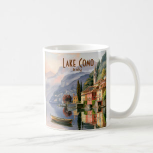 Mug Voyage à l'aquarelle Lac de Côme Italie vintage pe