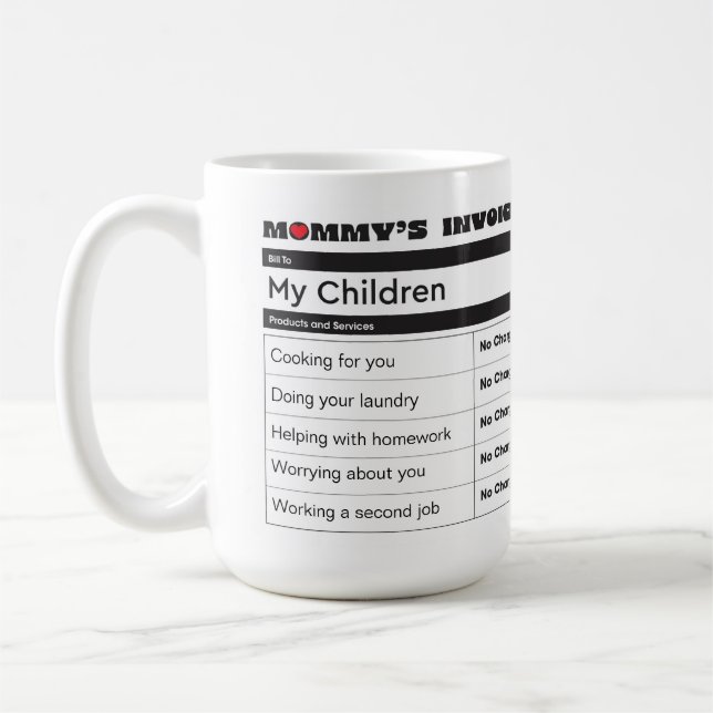 Mug Voyage d’amour de la mère - Facture d’appréciation (Gauche)