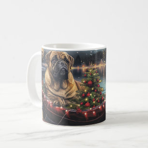 Mug Voyage de Noël festif de Bullmastiff