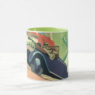 Mug Voyage en voiture décapotable vintage à la campagn