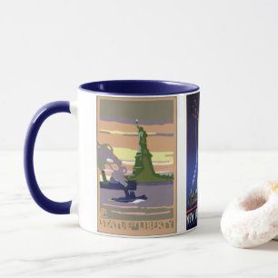 Mug Voyage Vintage, 3 différents monuments de NYC