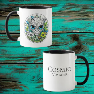 Mug Voyager cosmique   Floral extraterrestre Alien