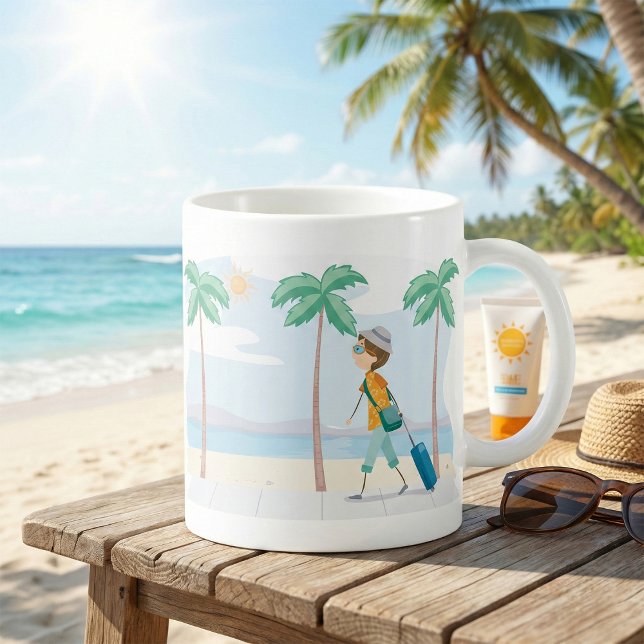 Mug Voyageur de vacances Tropical Fun Beach Travel (Créateur téléchargé)