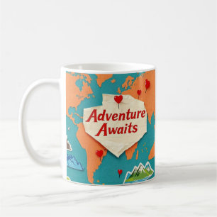 Mug Voyagez sur la carte du monde avec les épingles du