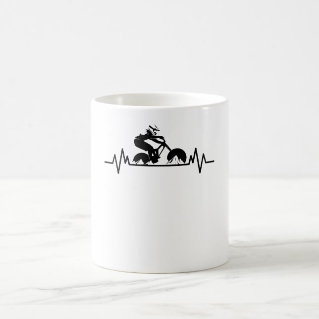 Mug VTT Downhill Heartbeat Fun Bicycle Cadeau (Centre)