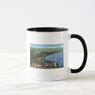 Mug Vue aérienne de la ville, Bateaux à voile sur le l