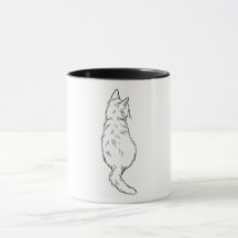 Vue arrière de chat minimaliste en ligne art