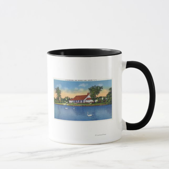 Mug Vue des cygnes du parc Hoopes sur le lac (Droite)