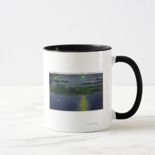 Mug Vue éclairée par la lune d'île et de lac