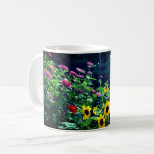 Mug Vue jardin, marguerites, cosmos, tournesols, maman