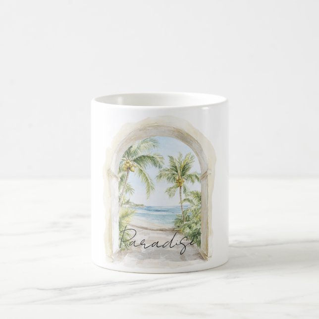 Mug Vue océanique paradisiaque palmiers tropicaux (Centre)
