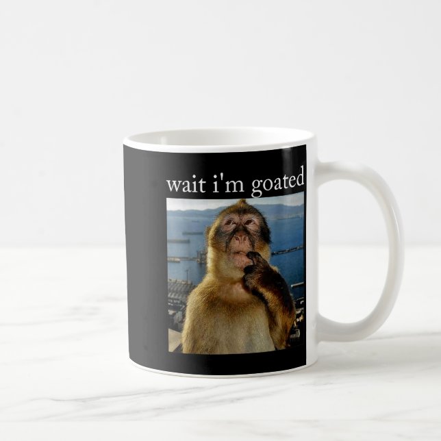 Mug Wait I'm Goated Funny Thinking Monkey Meme Brainro (Droite)