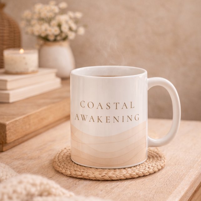 Mug Warm Coastal Awakening Classic Mug, 11 oz (White ceramic with Coastal Awakening script for refined coffee ritual)