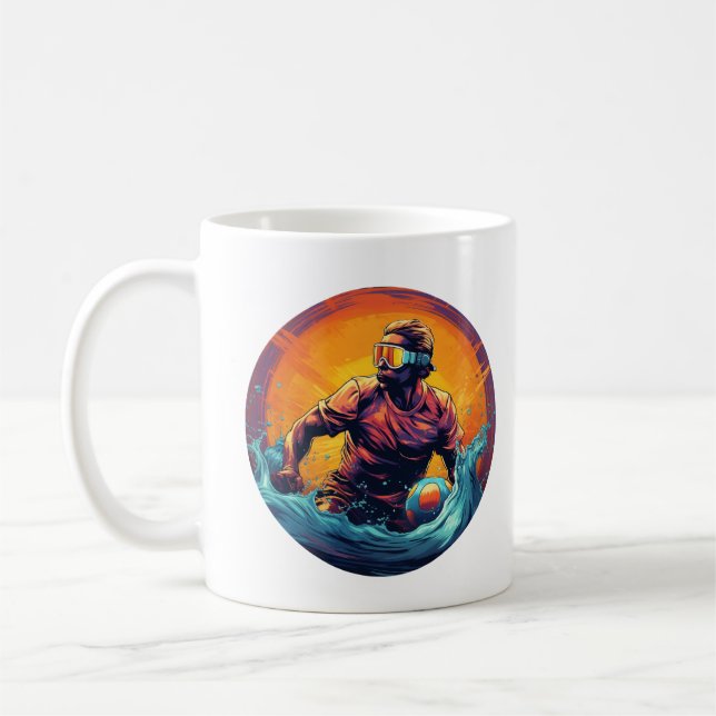 Mug Water Polo Player Coloré Waterpolo (Gauche)