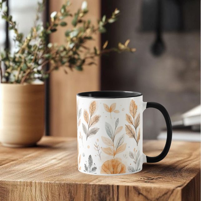 Mug Watercolor Autumn Leaves-Minimal Boho Botanicalart (Créateur téléchargé)