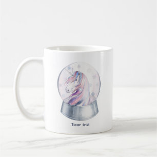 Mug Watercolor Christmas Unicorn Snow Globe
