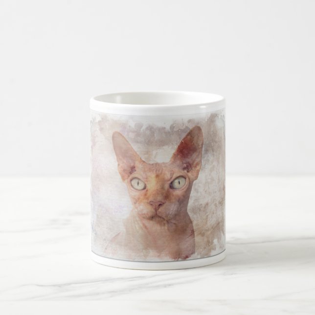 Mug Watercolor. de chat de Sphynx (Centre)
