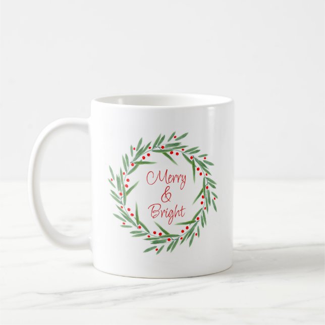Mug Watercolor Feuilles & Berries Wreath (Gauche)