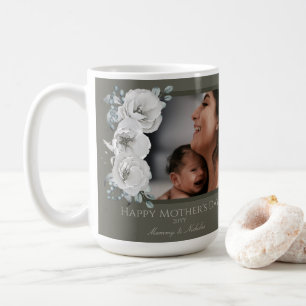 Mug Watercolor Floral Photo Fête des mères   Olive Gre