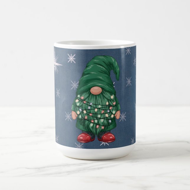 Mug Watercolor Green Gnome Christmas Lights (Centre)