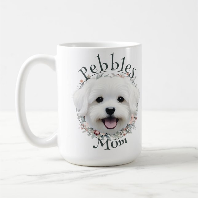 Mug Watercolor Maltese et Floral Wreath (Gauche)