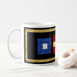 Mug Watercolor Nautical Signal maritime Flag monogram